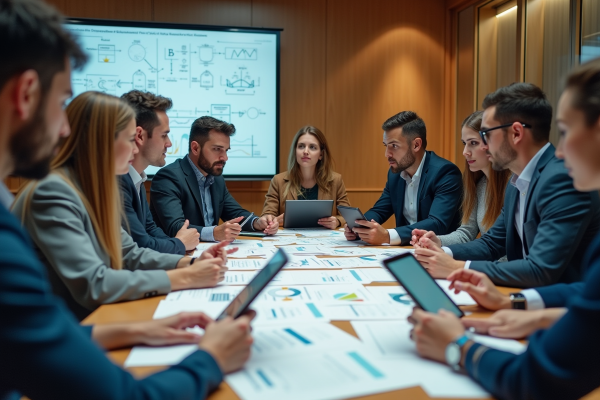 Groupe de jeunes professionnels collaborant autour d