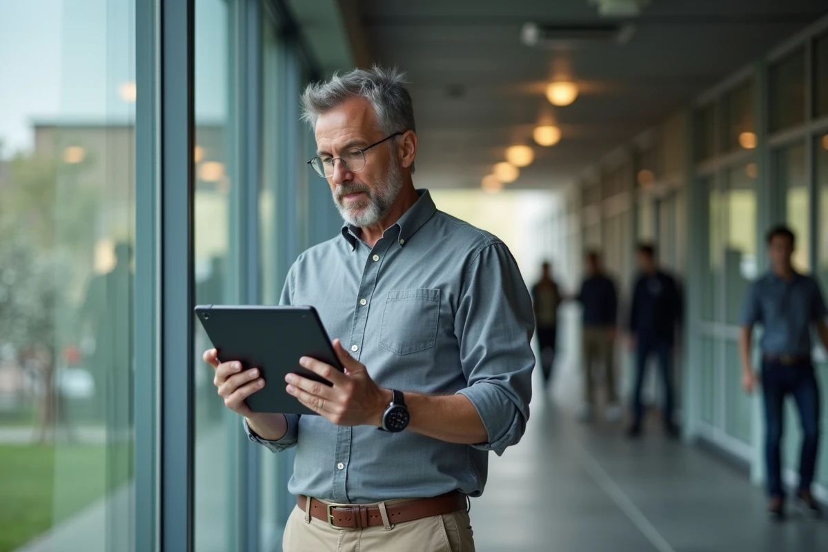 Homme étudiant consultant l