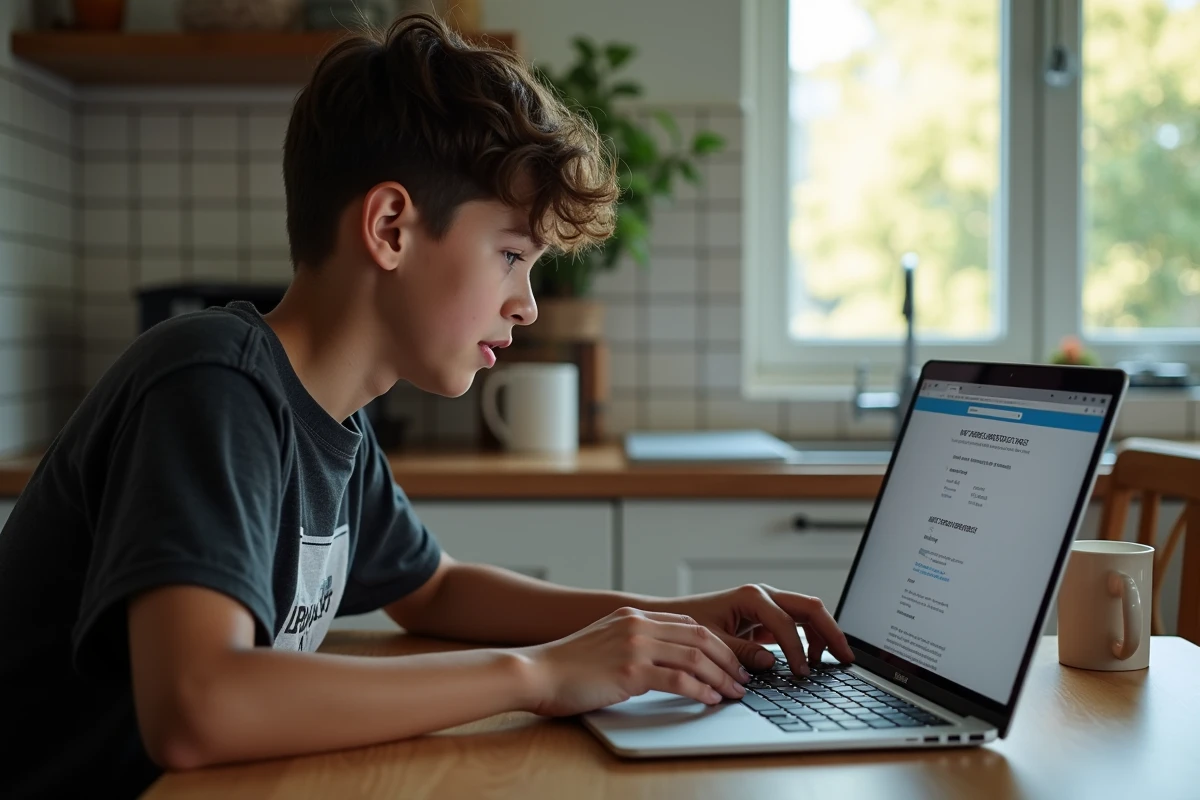 Adolescent configurant un raccourci personnalisé pour inverser la disposition du clavier sur un ordinateur portable