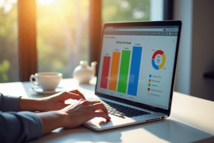 Ordinateur portable affichant un graphique antivirus coloré